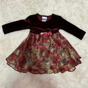 Brooke Lindsey toddler girl velvet top with floral skirt for 18 months